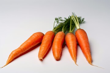 Closeup of some carrots on white background. Created by Generative AI technology.