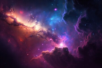 Obraz na płótnie Canvas purple galaxy universe background, generative ai 
