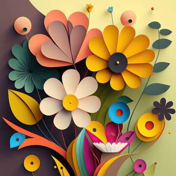 beautiful yellow background with flowers