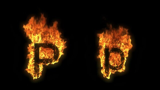 Burning_Fire_Text_Sans-serif_Alphabet_Upper and Lower case_P-p