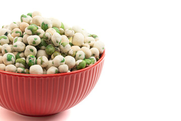 Crunchy Green Wasabi Peas Isolated on a White Background