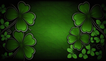 This background image displays an elegant pattern of clovers in the foreground