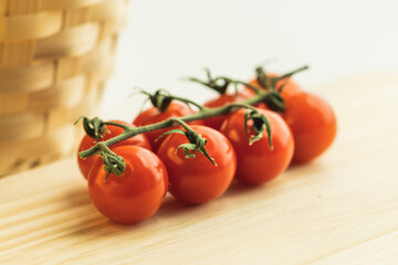 tomatoes on a wooden table