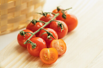 tomatoes on a wooden table