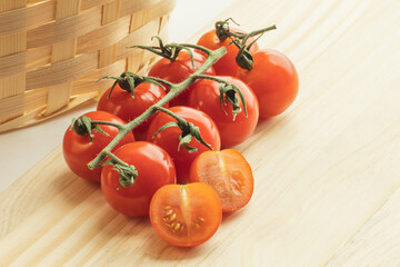 tomatoes on a wooden table