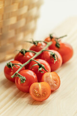tomatoes on a wooden table