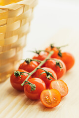 tomatoes on a wooden table