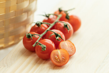 tomatoes on a wooden table