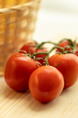 tomatoes on a wooden table