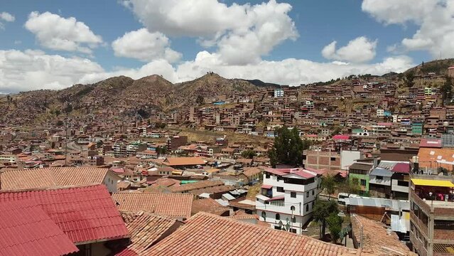 Aerial Drone View of Historic Cuzco, Peru