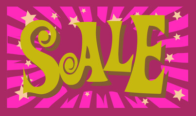 Vinatge Sale board sign poster retro spiral blast pink
