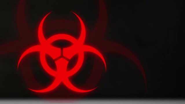 Animation of red biohazard symbol on black background