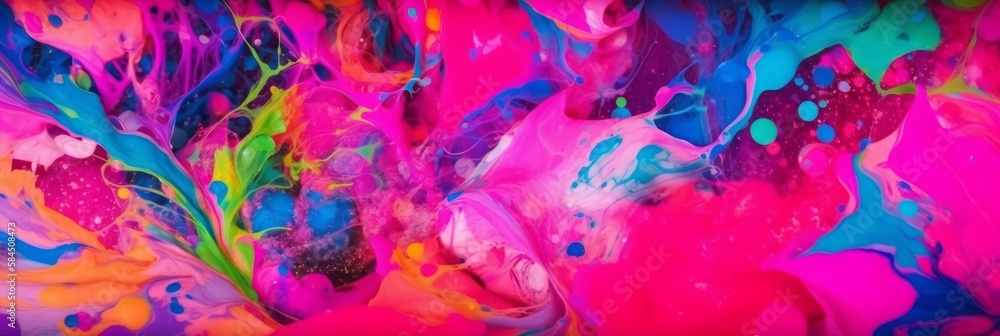 Wall mural an abstract header with a paint and ink splash and splatter pattern. generative ai.