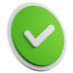 check mark green button 3d illustration