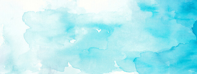 爽やかなターコイズブルーの水彩背景　背景イラスト　テクスチャ素材	