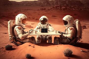 An astronaut doing work on Mars, generative ai