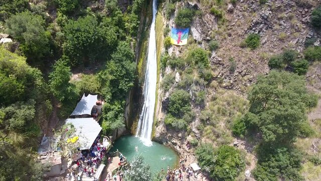 aerial shot of kefrida waterfalls