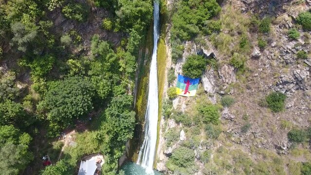aerial shot of kefrida waterfalls Algeria