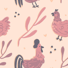 Lovely Chicken Seamless Pattern