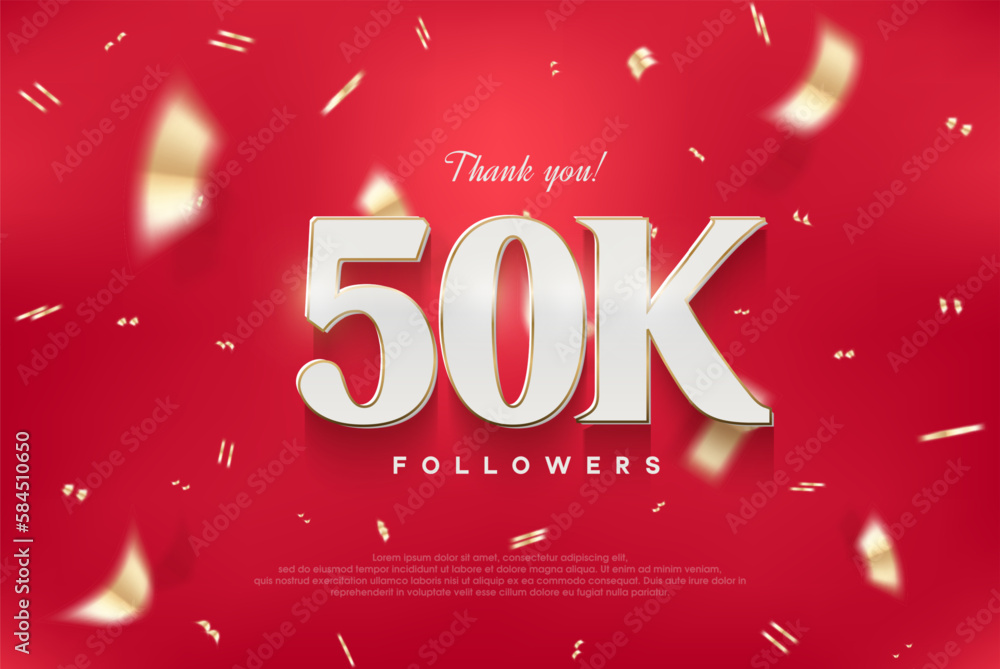 Sticker 50k elegant and luxurious design, vector background thank you for the followers. - Stickers