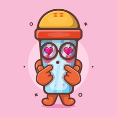 kawaii salt shaker character mascot with love sign hand gesture isolated cartoon in flat style design 