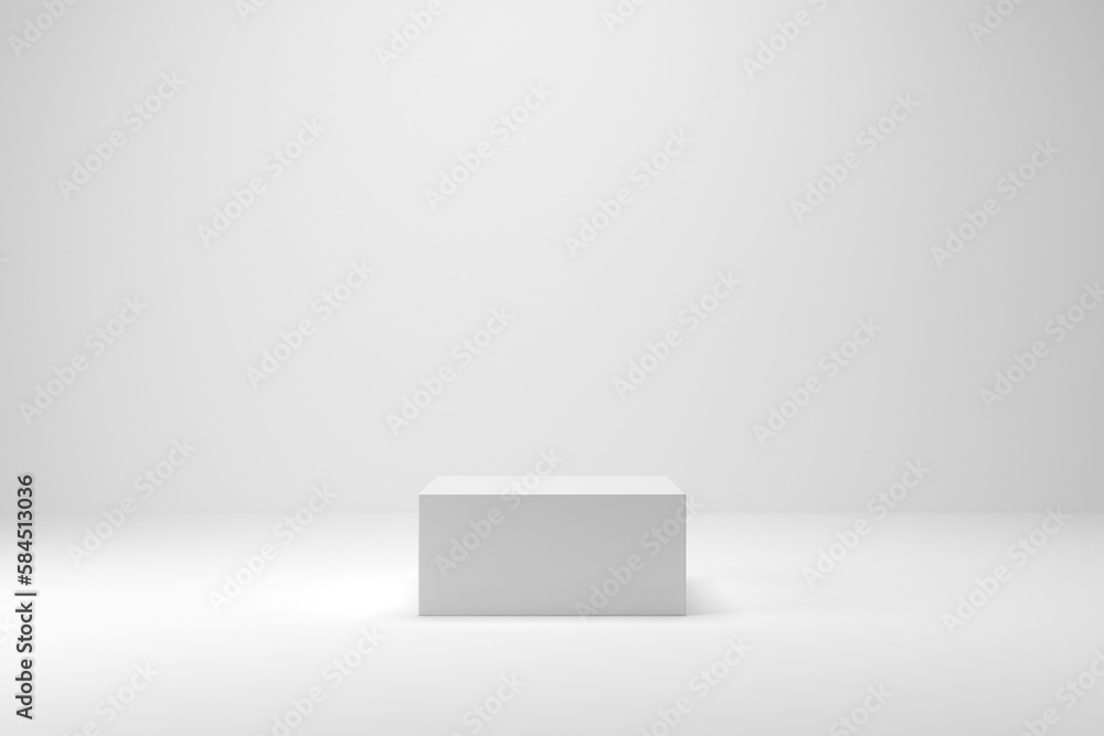 Poster white 3d mockup scene with clear lighting on background. 3d cube pedestal podium with empty space fo