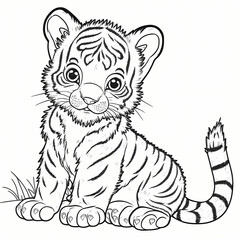 Fototapeta na wymiar coloring page from a children's book of a tiger