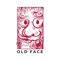 Old Face Abstact Line Art Design