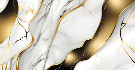High resolution. Luxury abstract fluid art painting in alcohol ink technique, mixture of black, gray and gold paints. Imitation of marble stone cut, glowing golden veins. Tender and dreamy design.