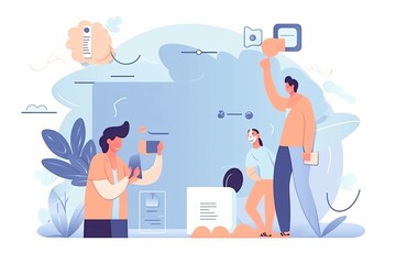 Mental health medical treatment. Mentality healthcare and medical therapies prevention mental problem concept. Support, help with mental problem. Vector flat illustration for banner, poster, landing