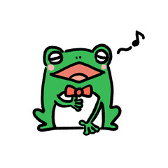 歌うカエルのイラスト