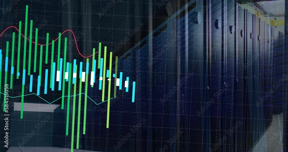 Poster animation of financial data processing over computer servers