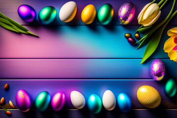 Easter Photo with Colourful Eggs Cute Background Wallpaper