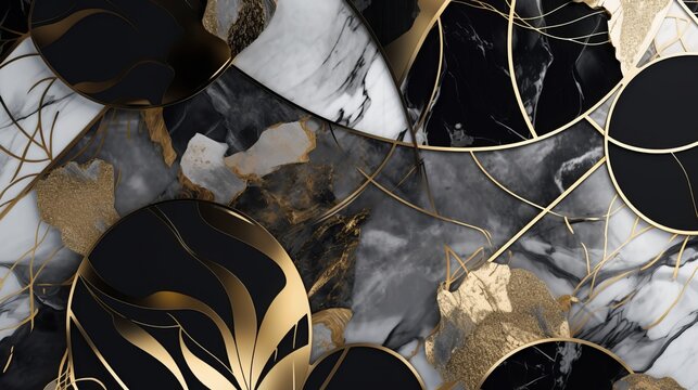 Abstract Marble and Gold - Generative AI