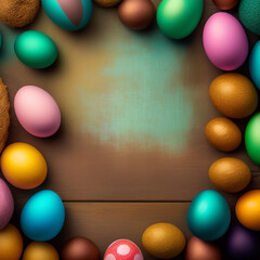 Fototapeta na wymiar Easter Photo with Colourful Eggs Cute Background Wallpaper