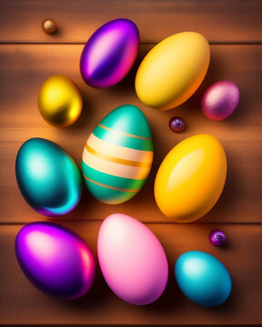 Easter Photo with Colourful Eggs Cute Background Wallpaper