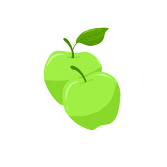 Illustration of two fresh green apples
