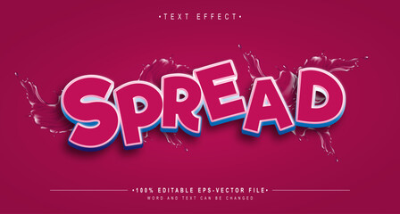 editable red spread text effect with splash water.typhography logo