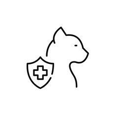 Cat healthcare medical insurance. Veterinary clinic. Pixel perfect, editable stroke icon