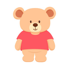 Cute bear toy in clothes. Hand drawn flat childish illustration isolated on white