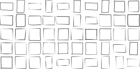 Grunge Square shape filled black 50 Set