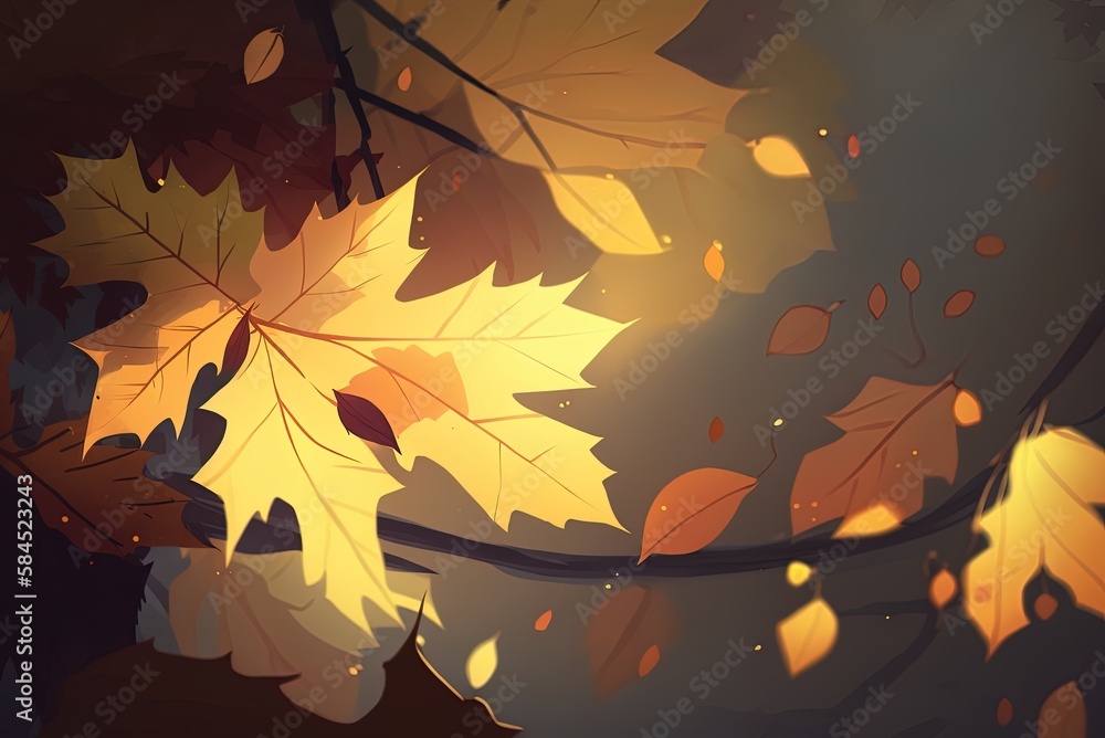 Aufkleber blurred background with leaves in sharp focus generative ai
