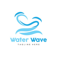 Water Wave Logo, Deep Sea Vector, Maritime Background Template Design