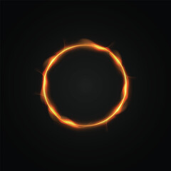 Abstract circle light with fire effect on black background