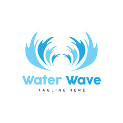Water Wave Logo, Deep Sea Vector, Maritime Background Template Design