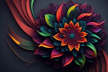 lotus flower wallpaper, abstract closeup floral design, generative ai illustration on dark background 