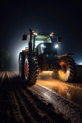Fototapeta premium Modern tractor working in the field. Generative AI