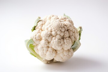 Closeup of Cauliflower on a white background. Created by Generative AI technology.