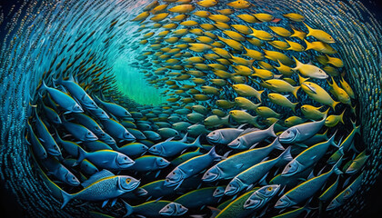 Obraz premium aqua creatures under ocean bed magical vibe generative ai