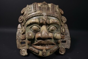 Fototapeta na wymiar An old Mayan or Inca mask. Generative AI